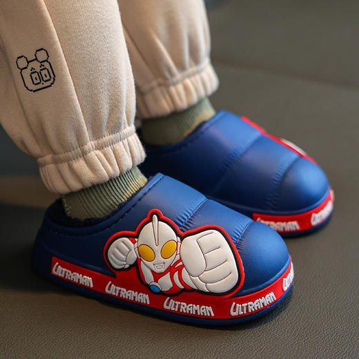 【正版授权！】奥特曼冬季儿童棉拖鞋男女童大中小童包跟保暖防水加绒宝宝棉鞋 商品图1
