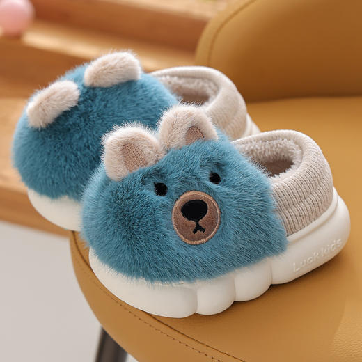 【儿童毛毛防滑包跟棉拖鞋】棉鞋家用室内厚底宝宝男童加绒棉拖鞋冬天 商品图1