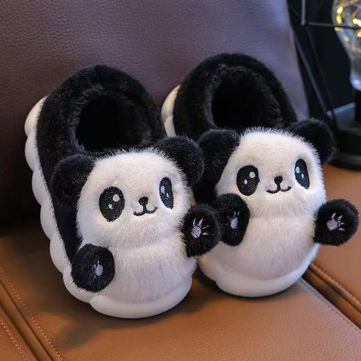【卡通小熊猫保暖防滑棉拖鞋】儿童冬季鞋厚底家用保暖宝宝棉鞋室内女童鞋 商品图1