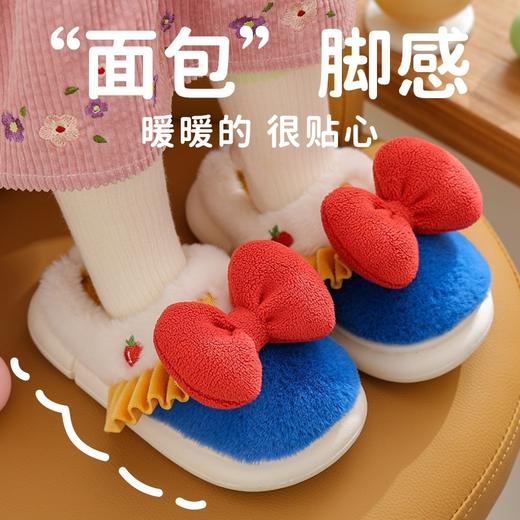 【可爱蝴蝶结公主棉拖鞋】儿童室内防滑保暖中童大童女亲子毛毛拖鞋冬 商品图3
