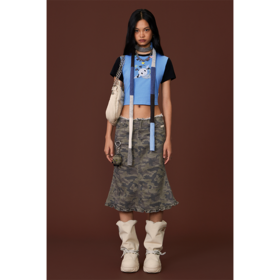 GOODBAI GOODEES夜空天使印花图案撞色正肩短袖T恤