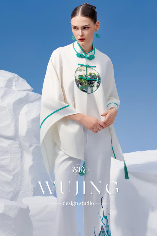 4202098 浑金白玉 加密水晶西装斜纹料裤子 雾境 商品图3