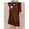 VIMAGE纬漫纪设计感高腰a摆百搭显瘦压褶半身裙冬季新款V2206812 商品缩略图4