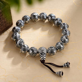 子佩集S990银【转运】手串【HC31085】纯银仿古12mm手链2409