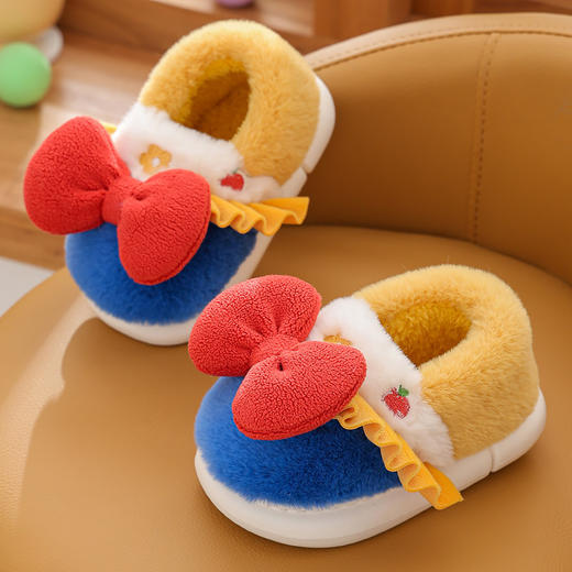 【可爱蝴蝶结包跟棉拖鞋】儿童棉鞋保暖加绒女童棉拖鞋包头宝宝毛毛鞋冬 商品图0