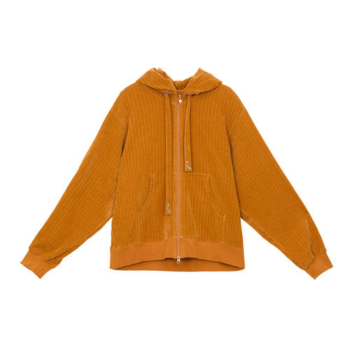 谜底连帽卫衣女2024冬季新品休闲风暖橙色软糯亲肤上衣244MV1569 商品图4