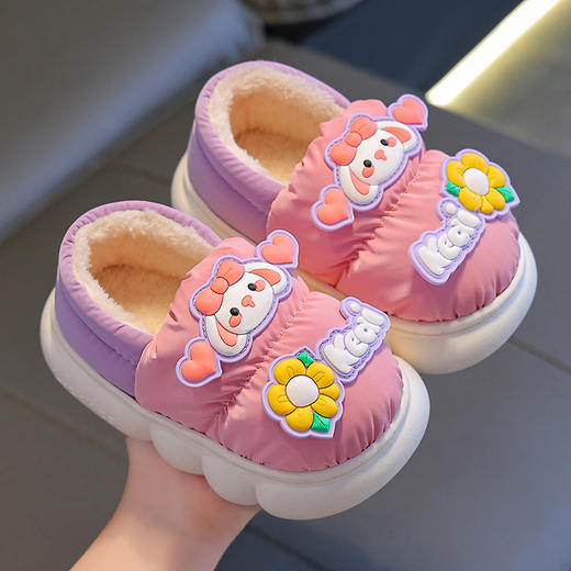 【限时抢购！】冬季儿童棉拖鞋男女童保暖加绒羽绒布防水婴幼儿1-3岁2宝宝棉鞋 商品图0