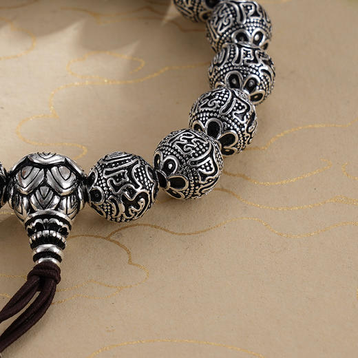 子佩集S999银【梦幻成真】手串【YH08201002-1】纯银仿古12mm手链2409 商品图2