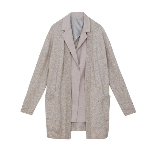 谜底针织衫外套女2024冬新品设计感拼接西装领针织开衫244MZ1846 商品图4