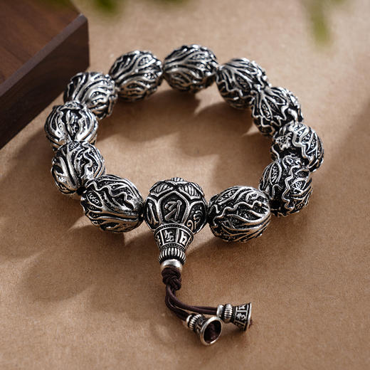 子佩集S990银【百财】手串【HC31141】纯银仿古16mm手链2409 商品图6