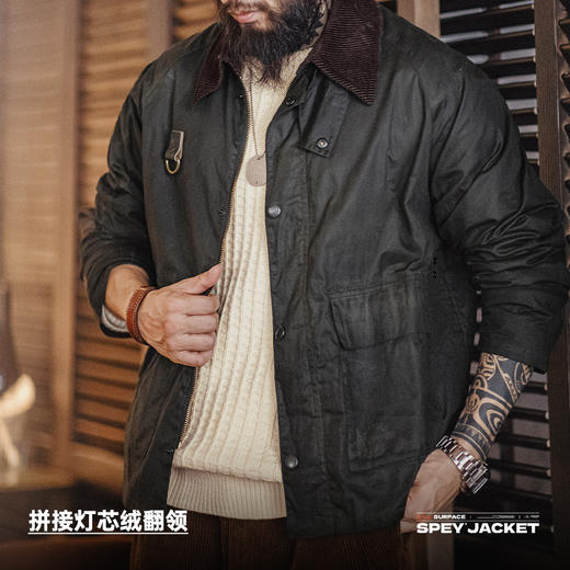 工装优选 美式复古Spey油蜡钓鱼夹克vintage做旧户外翻领外套男秋 商品图4