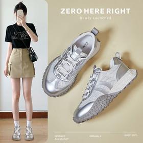 ZHR则则银色透气网面德训鞋女厚底运动鞋ins百搭休闲鞋女2024新款