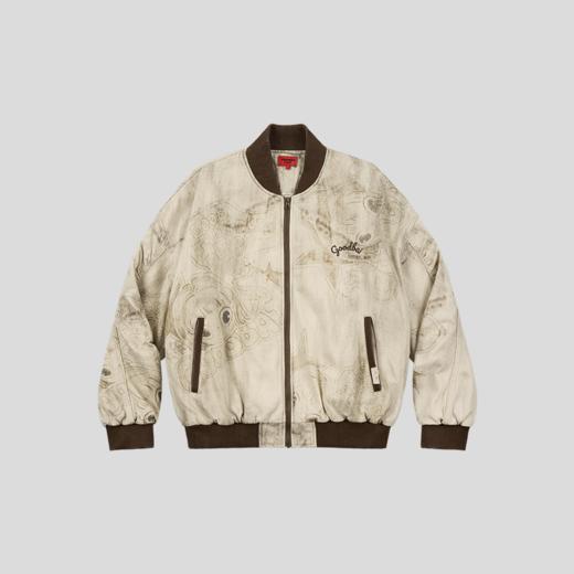 GOODBAI GOODEES漫画封面女孩图案印花做旧夹棉夹克 商品图1