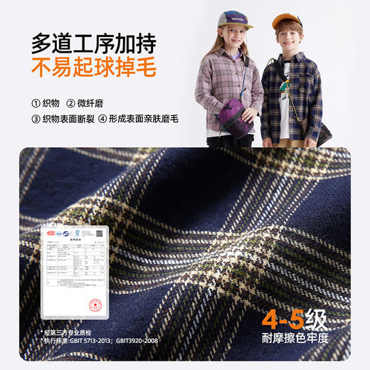 【经典小格】儿童美式薄款格子加绒衬衫PQCS2308-PQCS2307 商品图4