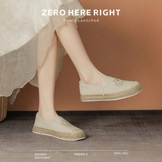 ZHR则则时尚中式刺绣渔夫鞋单鞋2024新款百搭气质女鞋一脚蹬 商品图3