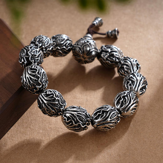 子佩集S990银【百财】手串【HC31141】纯银仿古16mm手链2409 商品图2