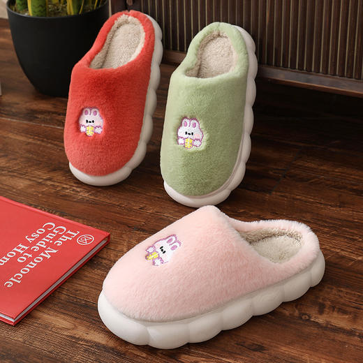 【可爱卡通居家居毛绒加厚底棉拖鞋】秋冬季新款女情侣防滑木地板好物 商品图3