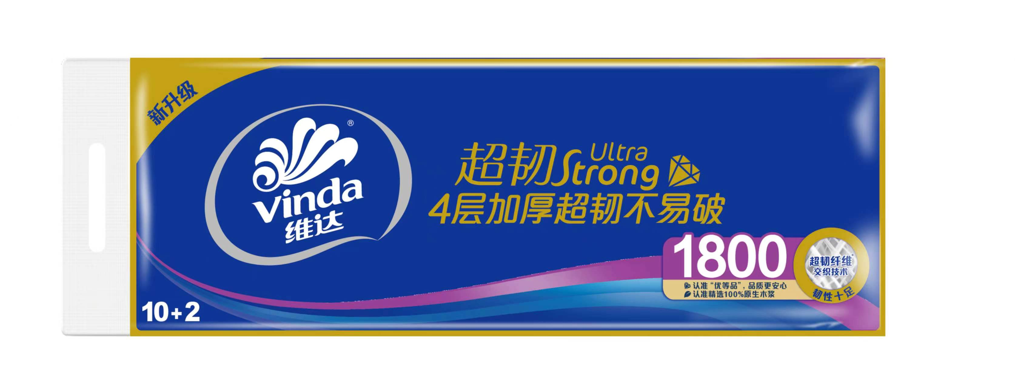 维达超韧实芯卷纸四层150克12卷1800g