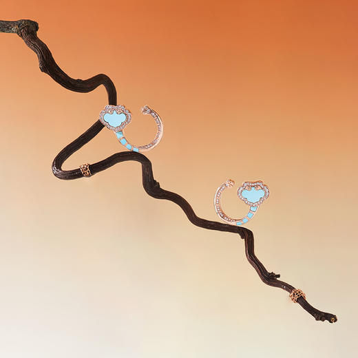 ［结·锁系列］18K金钻石绿松石耳饰#如意RUYI 商品图1