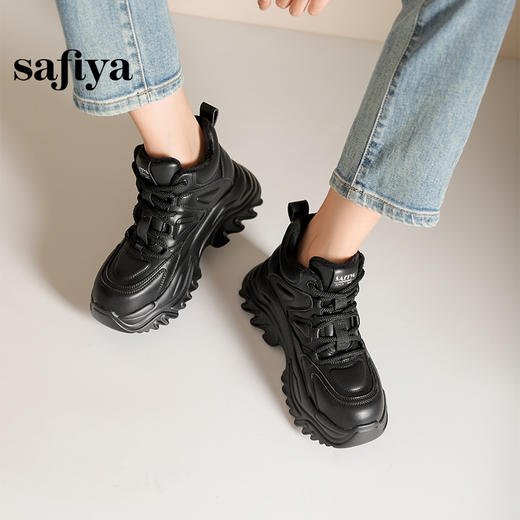 Safiya/索菲娅2024冬潮酷加绒保暖厚底高帮轻便百搭运动老爹鞋SF44112053 商品图7