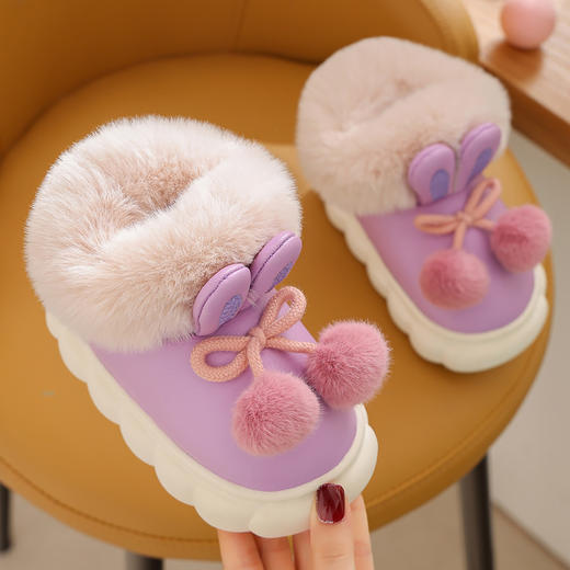 【可爱保暖儿童短靴棉鞋】冬季女童居家PU皮防水室外宝宝小中童棉拖鞋小孩棉靴 商品图2