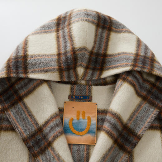 谜底毛呢大衣女士2024冬季新品复古风宽松格子呢子外套244MD1454 商品图3