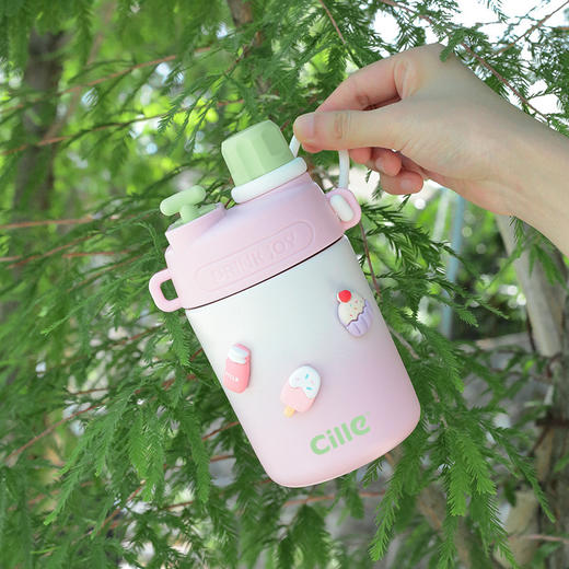 【希乐保温杯❗️可爱带吸管运动水壶】饮水新潮流，高颜值316不锈钢，强力锁温，长效保温一整天，双饮水杯儿童水杯L 商品图2