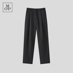 Marc O'Polo/MOP 夏季新款黑色直筒宽松简约褶皱休闲长裤女士