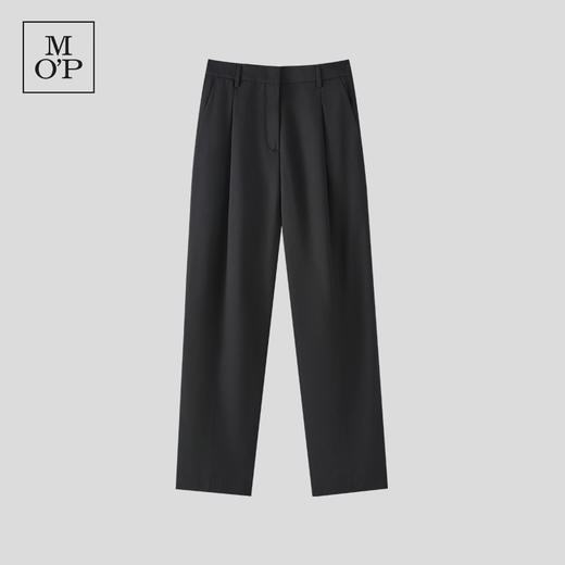 Marc O'Polo/MOP 夏季新款黑色直筒宽松简约褶皱休闲长裤女士 商品图0