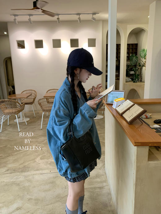 Read Nameless /秋天最后一件宽松休闲牛仔外套+深蓝格子花苞裙裤 2024/9/14 商品图12