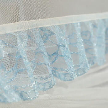 富安娜 家用蚊帐 防摔蒙古包蚊帐 双开门 1.8x2米床 蓝色 【加密网眼】 商品图3