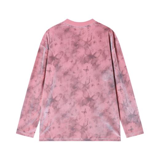 秋冬季新款美式个性扎染蝴蝶印花圆领长袖宽松户外时尚百搭上衣 商品图4