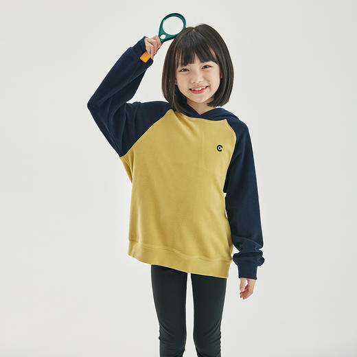 cicochild2024秋冬新款女童拼色磨毛连帽卫衣男童休闲德绒上衣 商品图4