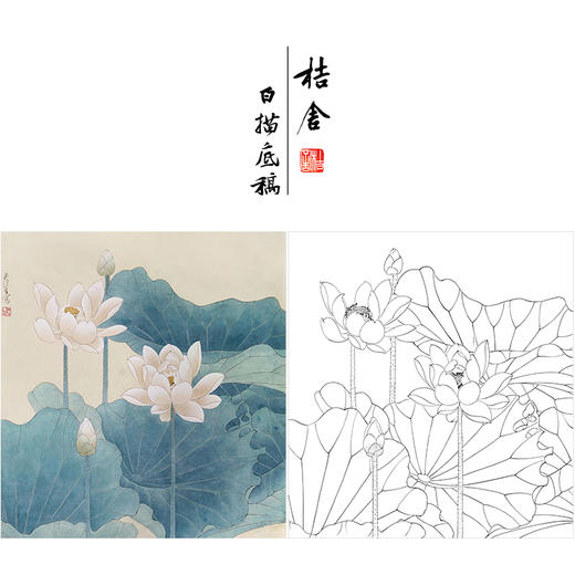 周彦生花鸟工笔画白描底稿《荷花图》临摹勾线高清打印稿A664 商品图0