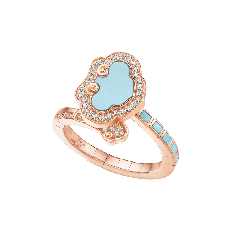 ［结·锁系列］18K金钻石绿松石戒指#如意RUYI