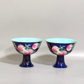 宝石蓝五桃高足杯