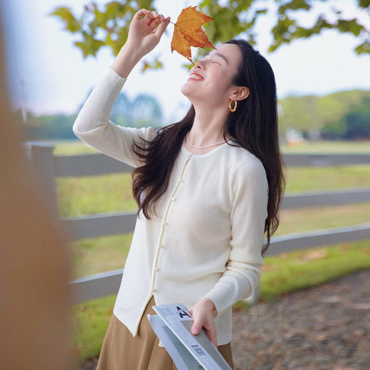 桑蚕丝羊毛混纺衫长袖针织衫 初秋必备 商品图1