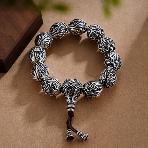 子佩集S990银【百财】手串【HC31141】纯银仿古16mm手链2409 商品图1