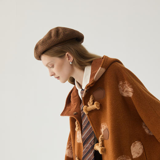 谜底格子贝雷帽女2024冬季新品复古风格纹时尚出游帽子244MQ1955 商品图2