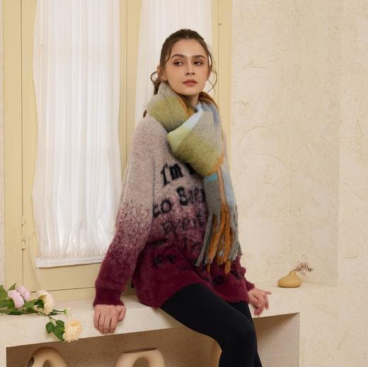 2024秋冬新款复古撞色毛衣——紫欣 商品图2