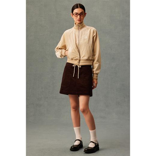 GOODBAI athletic学院贴布绣丝绒高领拉链外套 商品图0