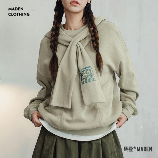 马登披肩连帽卫衣假两件宽松百搭休闲上衣慵懒风叠穿外套秋季女 商品图0