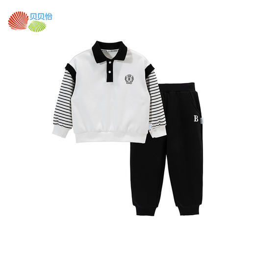 贝贝怡男童套装秋装2024儿童撞色运动休闲卫衣两件套春秋中大童衣服ZB3DT019 商品图8