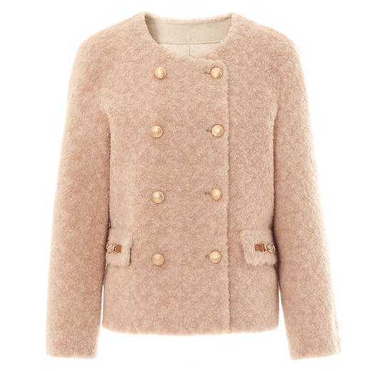 EITIE爱特爱冬季新款气质小香风100%绵羊毛直筒显瘦保暖外套D2403417 商品图6