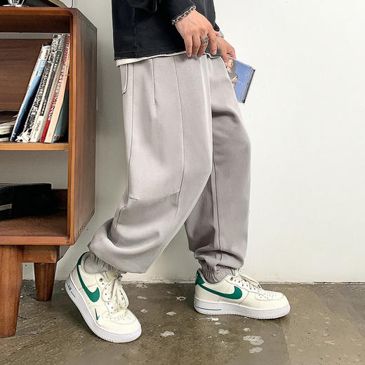 徐太浪美式重磅纯棉束脚休闲裤男春秋新款潮流抽绳运动阔腿长裤子 商品图2