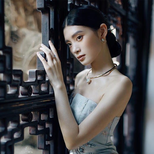 ［结·锁系列］18K金钻石绿松石耳饰#如意RUYI 商品图2