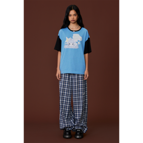 GOODBAI GOODEES漫画封面女孩图案oversize撞色短袖T恤