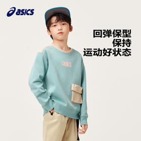 【商城同款】ASICS/亚瑟士童装秋季长袖拼接卫衣童趣印花2024新品