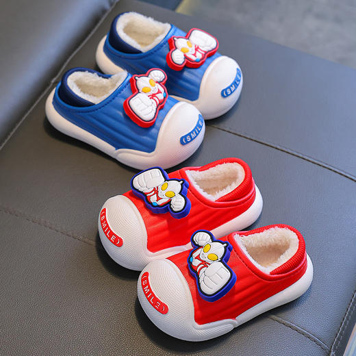 【奥特曼儿童保暖棉拖鞋】秋冬季保暖加绒棉套防水大中小童亲子小孩棉鞋 商品图1