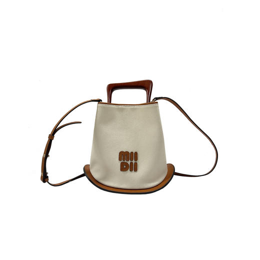 谜底小包包女2024冬季新品复古风帆布拼接小牛皮单肩包244MQ1951 商品图0